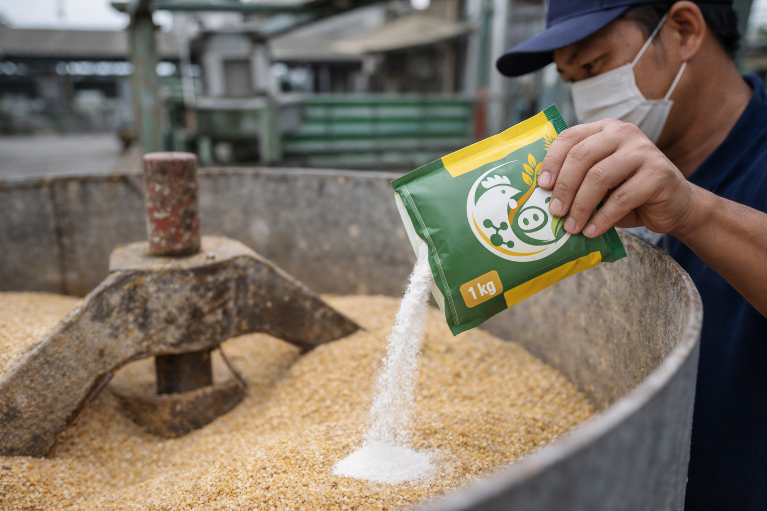 活力旺產品添加比例示意圖 (1kg/1噸飼料)